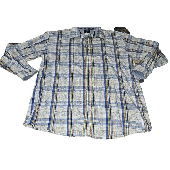 Wrangler 20X Western Shirt Men's XLT Tall Button Up Long Sleeve Aqua Blue Check - Picture 1 of 8